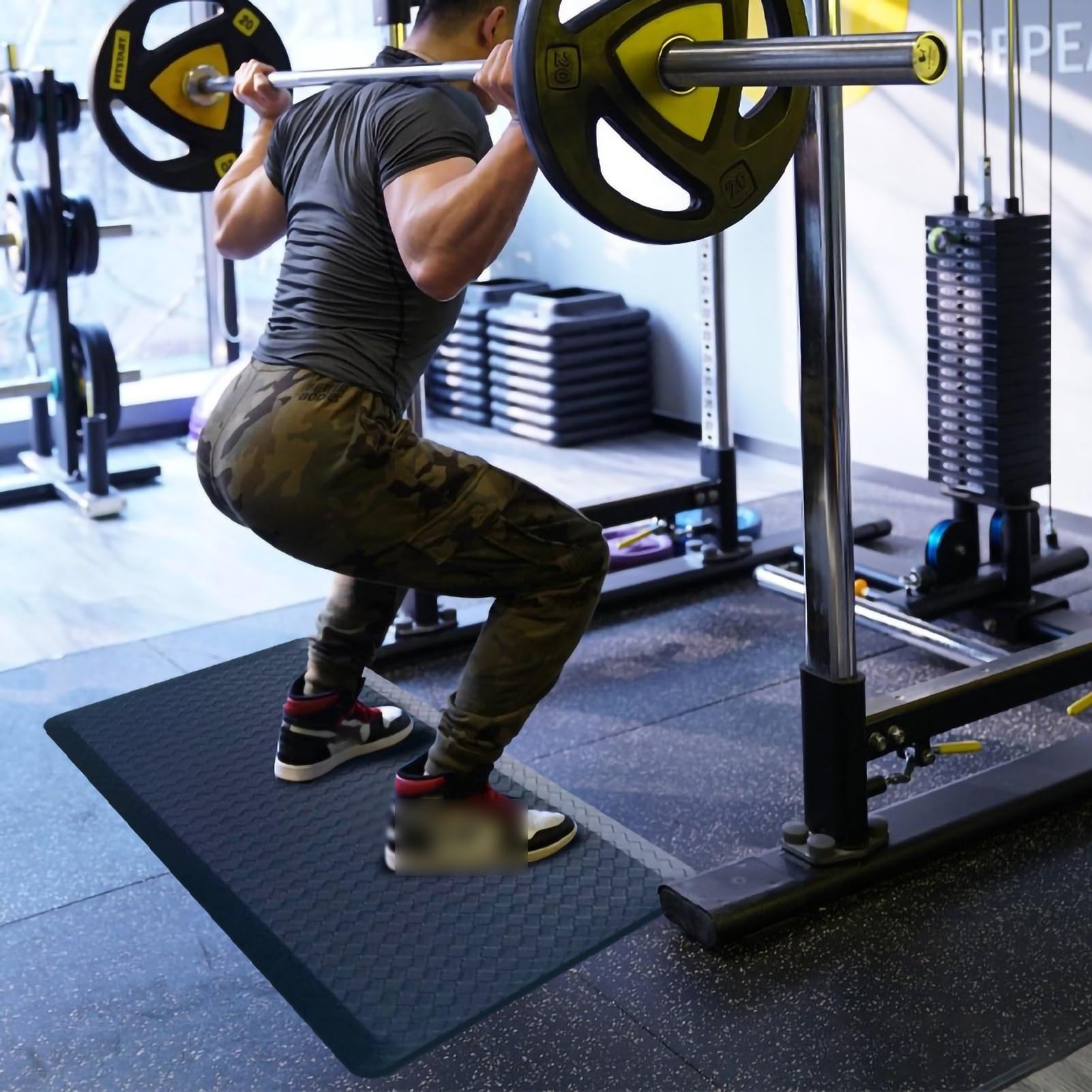 Colchones de gimnasio para pisos pesados Alfombra antifatiga acolchada de 20mm de espesor, alfombra ergonómica acolchada con soporte de espuma viscoelástica, for escritorio de oficina, garaje, cocina,