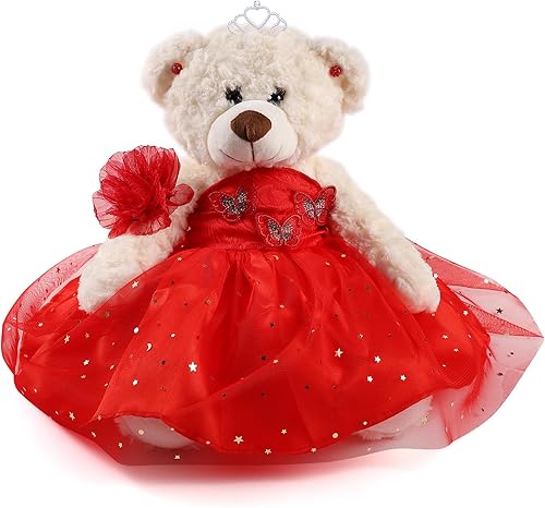 Muñeca de quinceañera con vestido de membrillo con vestido, decoraciones de quinceañera para regalos de niñas, OSO de peluche para 15 años con