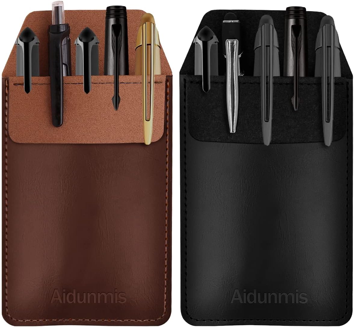 Aidunmis Pocket Protector, 2 Pieces PU Leather Pocket Pen