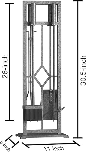 Miniatura 6 de Fire Beauty Juego de 5 herramientas para chimenea de hierro forjado, soporte para poker (peltre)