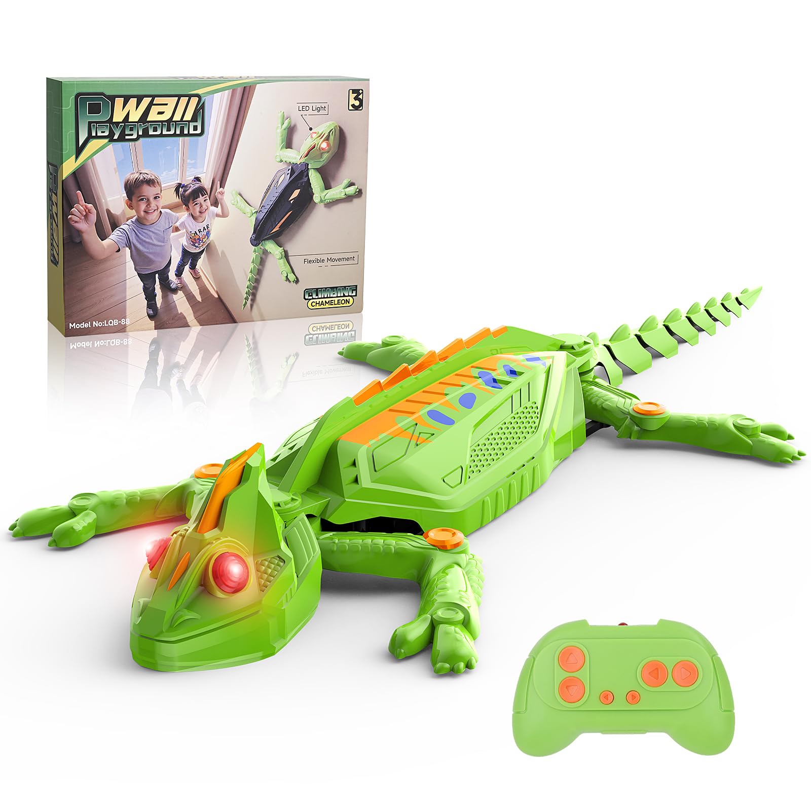Gerbala Lagarto Teledirigido, Lagarto Robot Juguetes, Arrastrándose por Paredes y Techos, Camaleón Teledirigido con Ojos LED Brillantes, Movimientos Realistas, Regalo para Niños y Niñas 3+ Años