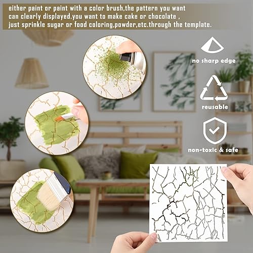 Miniatura 4 de 10 plantillas para pintar plantillas de textura de pared de 6 x 6 pulgadas, plantillas reutilizables para bricolaje, 10 plantillas mixtas de fondo
