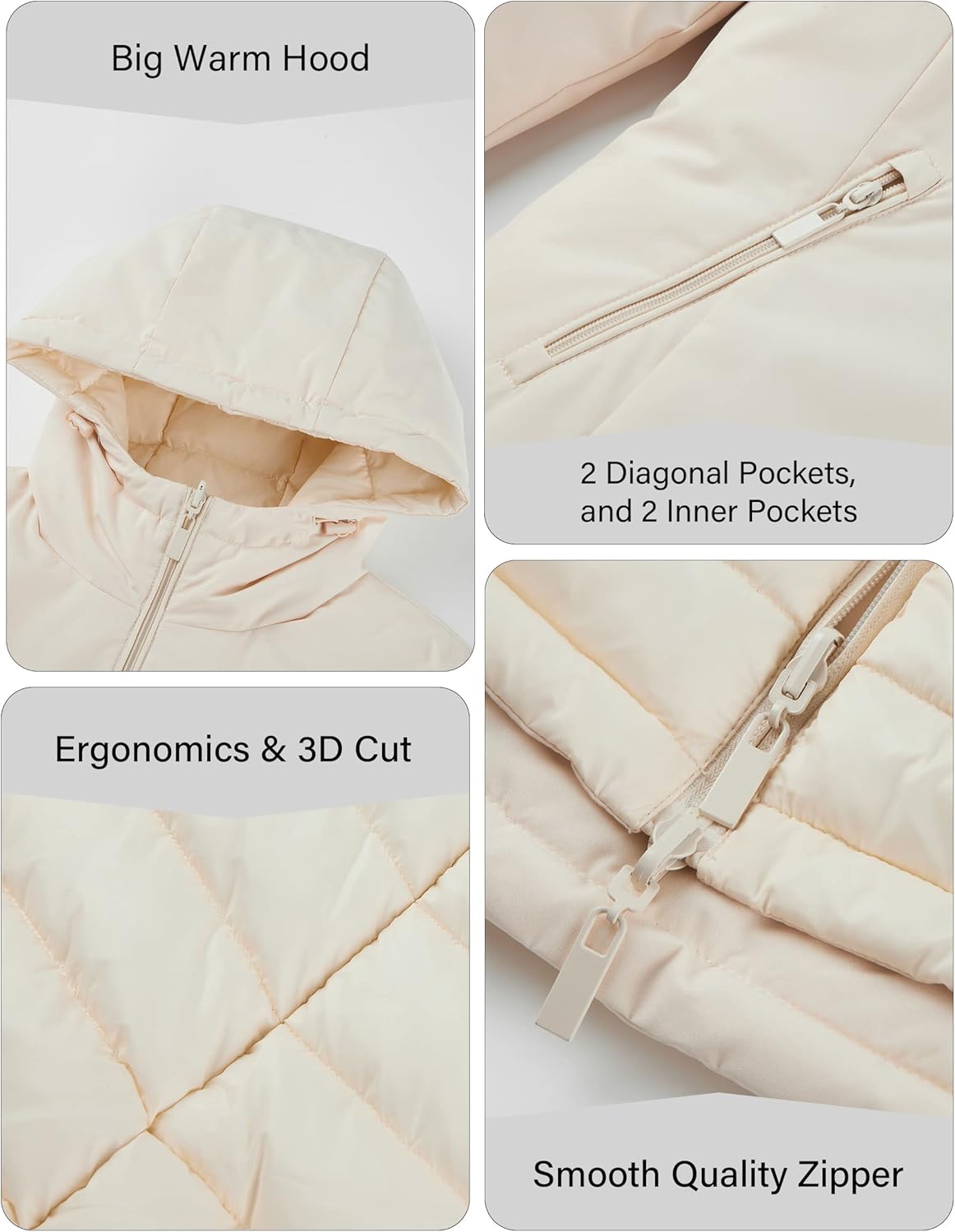 Bellivera Women Puffer Jacket Reversible Spring and Winter Fashion Warm Quilted Long Hooded Padded Bubble Coat - Image 2