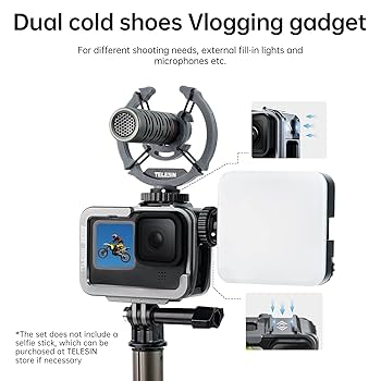 その他 Go pro Amazon | TELESIN GoPro Hero 12 11 10 9 カメラ 用 ケージ 横