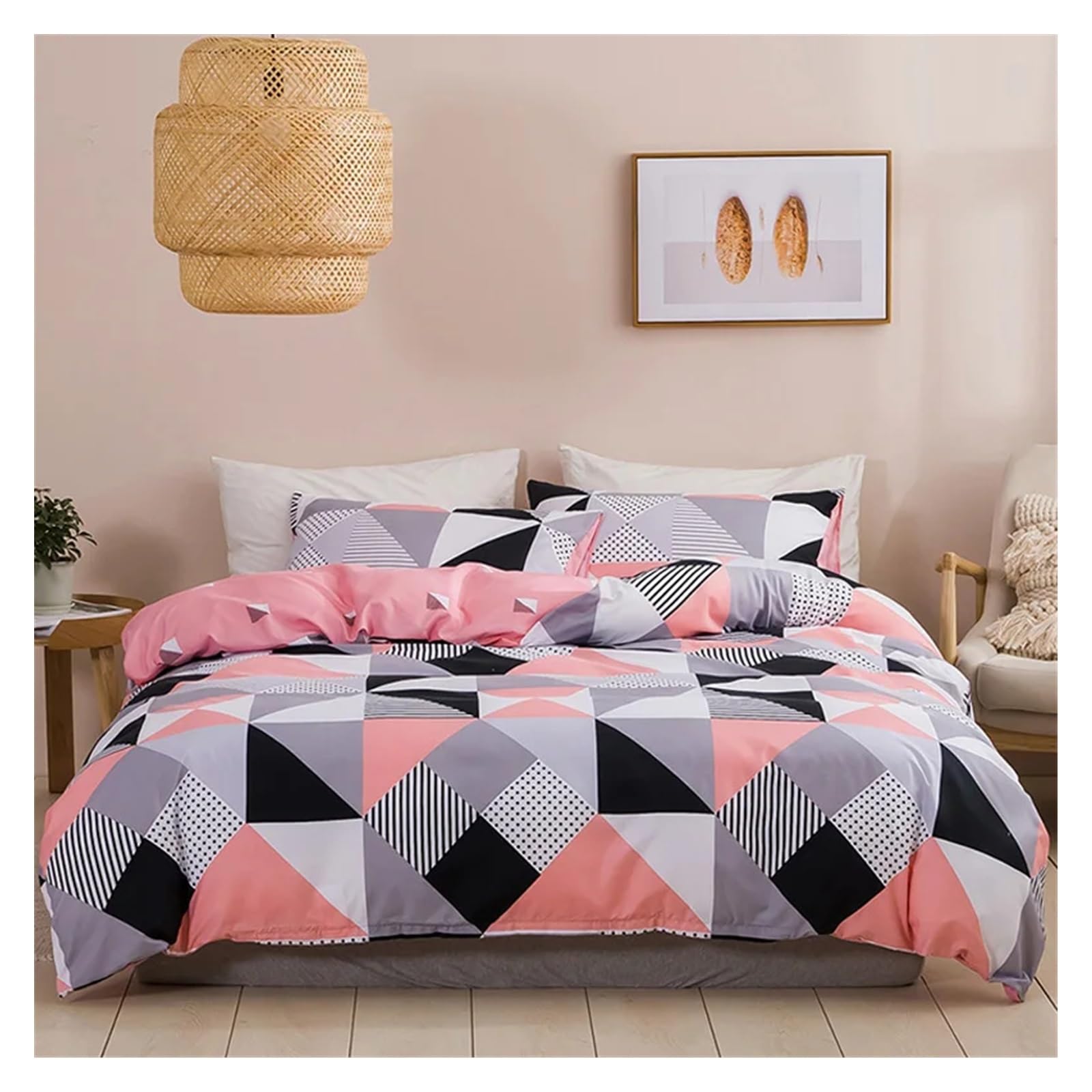 Housse de couette anti-glissement avec fermeture éclair parure de lit 2/3 pcs