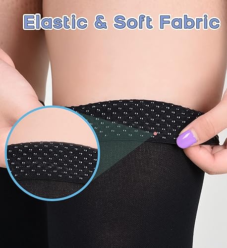 Miniatura 5 de SKYFOXE Medias médicas de alta compresión para muslos de 20 a 30 mmHg para mujeres y hombres, circulación firme con puntos de silicona