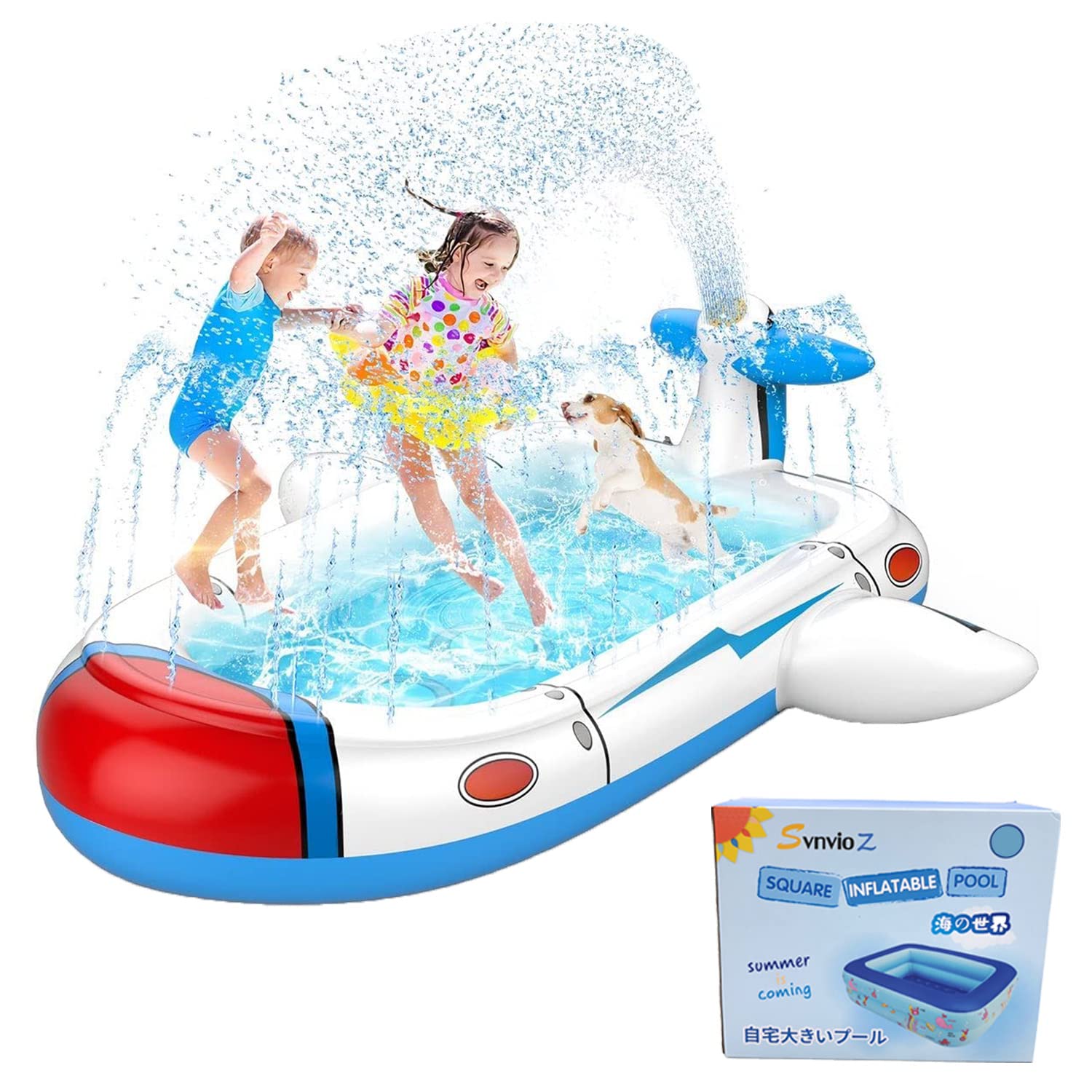 Amazon | SVNVIOZ 噴水プール 子供用 大型 噴水マット 幅180cm x