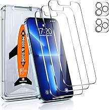 LK [3+2] Pack Protector de Pantalla para iPhone 13 Pro Max 6.7", 3 Pack Cristal Templado y 2 Pack Protector Cámara de Lente, Doble Protección, Kit de Instalación Incluido