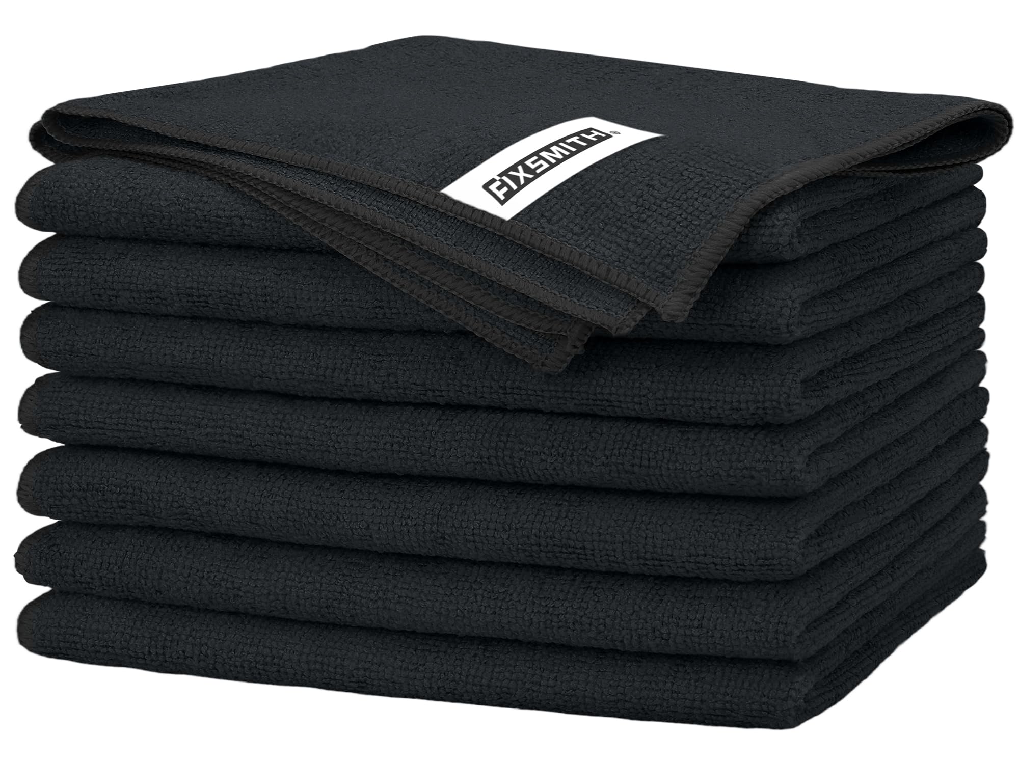 FIXSMITH Black Microfiber Cleaning Cloth -Pack of 8, Highly Absorbent Cleaning Rags, 16"X12" All Purpose Cleaning Towels for Housekeeping, Kitchen, Car, Lint Free and Reusable Microfiber Towels
