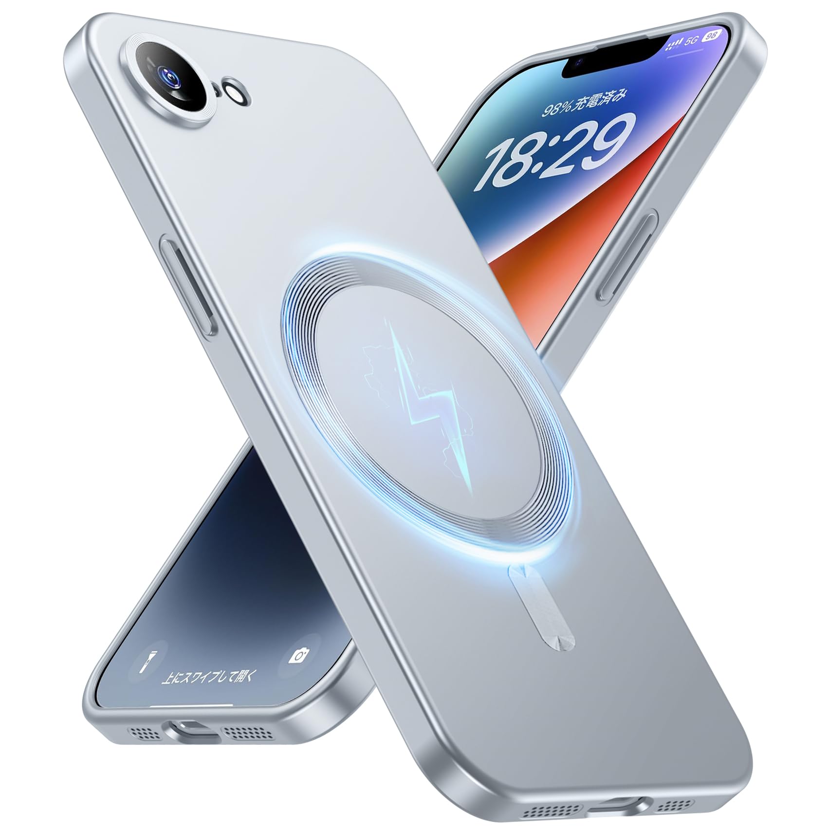 【Magnetic対応・一体型レンズ保護】iPhone 16e 用のケース 耐衝撃 柔軟TPU 軽量 薄型 ストラップホール付き アイフォン16e 用のケース 指紋防止 耐久性 人気 6.1インチ 携帯カバー 銀 WY93-40
