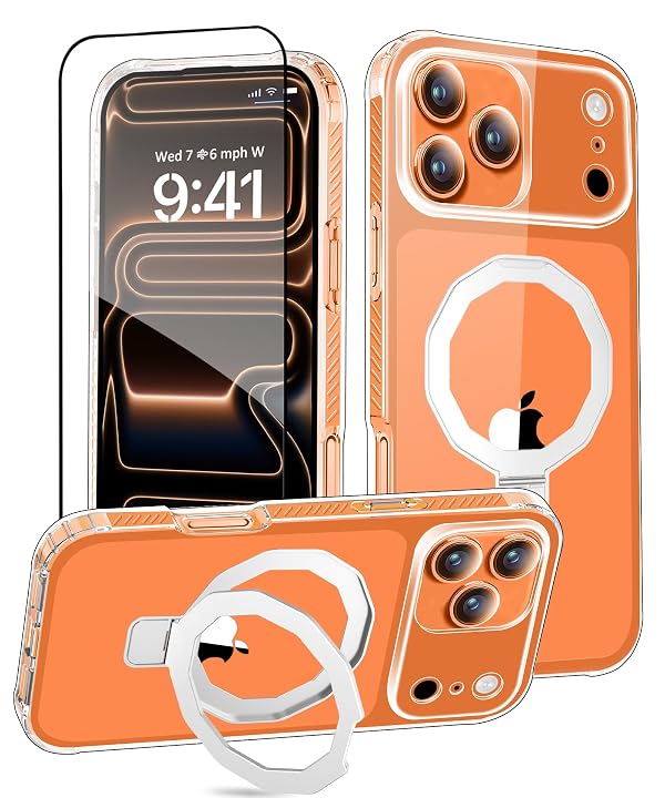 BANLEA for iPhone 17 Pro Max Case with Screen Protector, Built-in Seamless Stand, [Compatible with MagSafe] Protective Shockproof Phone Case, Magnetic Cover for iPhone 17 ProMax 6.9 Inch - Clear by BANLEA - Used condition - US$10.79