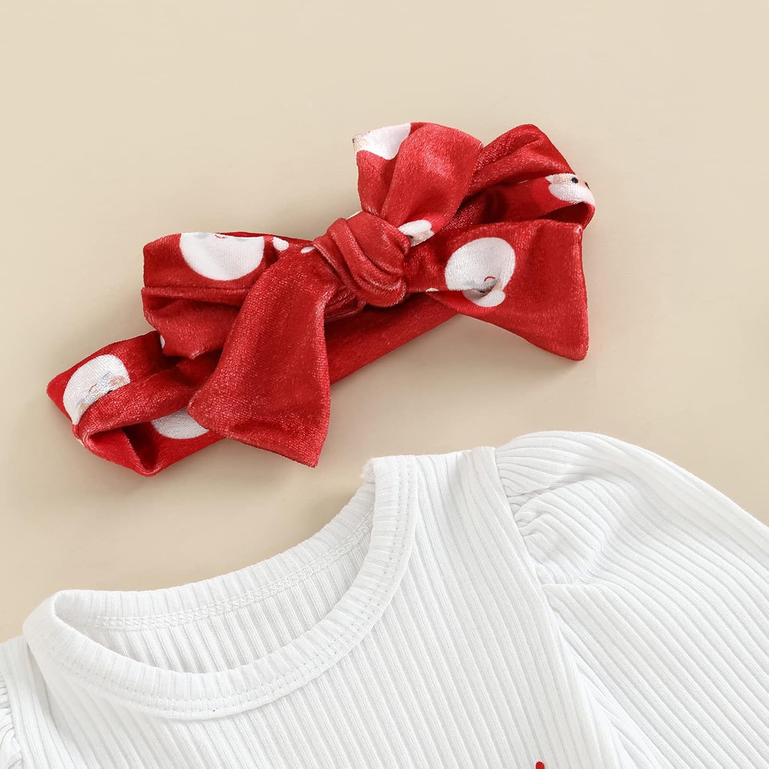 Baby Girl My 1st Christmas Outfits Letter Long Sleeve Romper Tops+Bell Bottom Pants+Headband 3 Pcs Clothes Set - Image 3