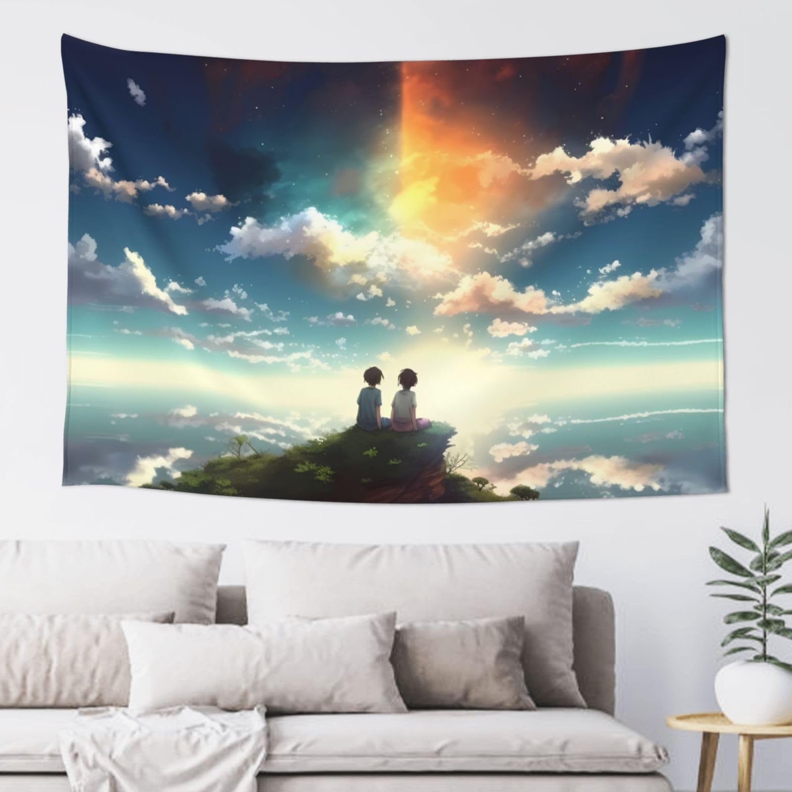 QLDETUPWLX Tapestry 152x102 cm Wall Hanging for Living Room Anime Sky Tapestries Home Decor Soft Aesthetic Tapestries Hanging Decor Blanket Wall Tapestry for Bedroom Dorm Indoor Outdoor