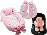 Almofada Amamentação + Ninho Redutor Menina + Redutor Bebê Conforto Fox Rosa
