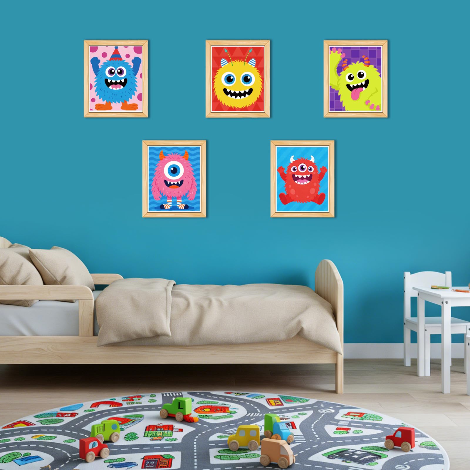 MAYJOYDIY 12 tele pre-disegnate con piccoli mostri per dipingere occhiali cartoni animati, tela prestampata per adulti, 24 x 20 cm, occhi grandi, corna doppie, forniture artistiche fai da te per