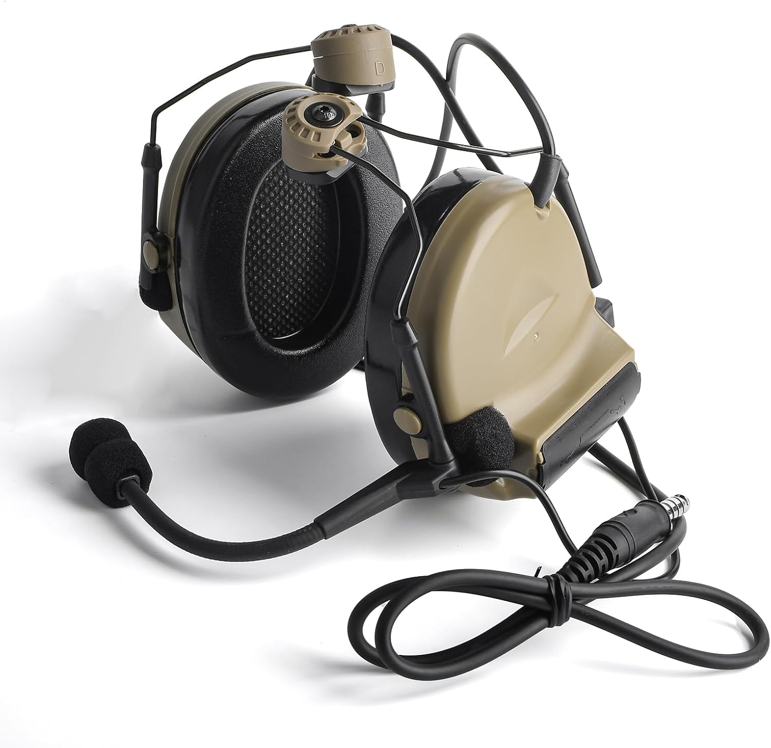 Comta II Tactical Headset with mic, Airsoft Helmet Headset with Sponge Ear Pads ARC Rail Adapter, without Noise Cancellation