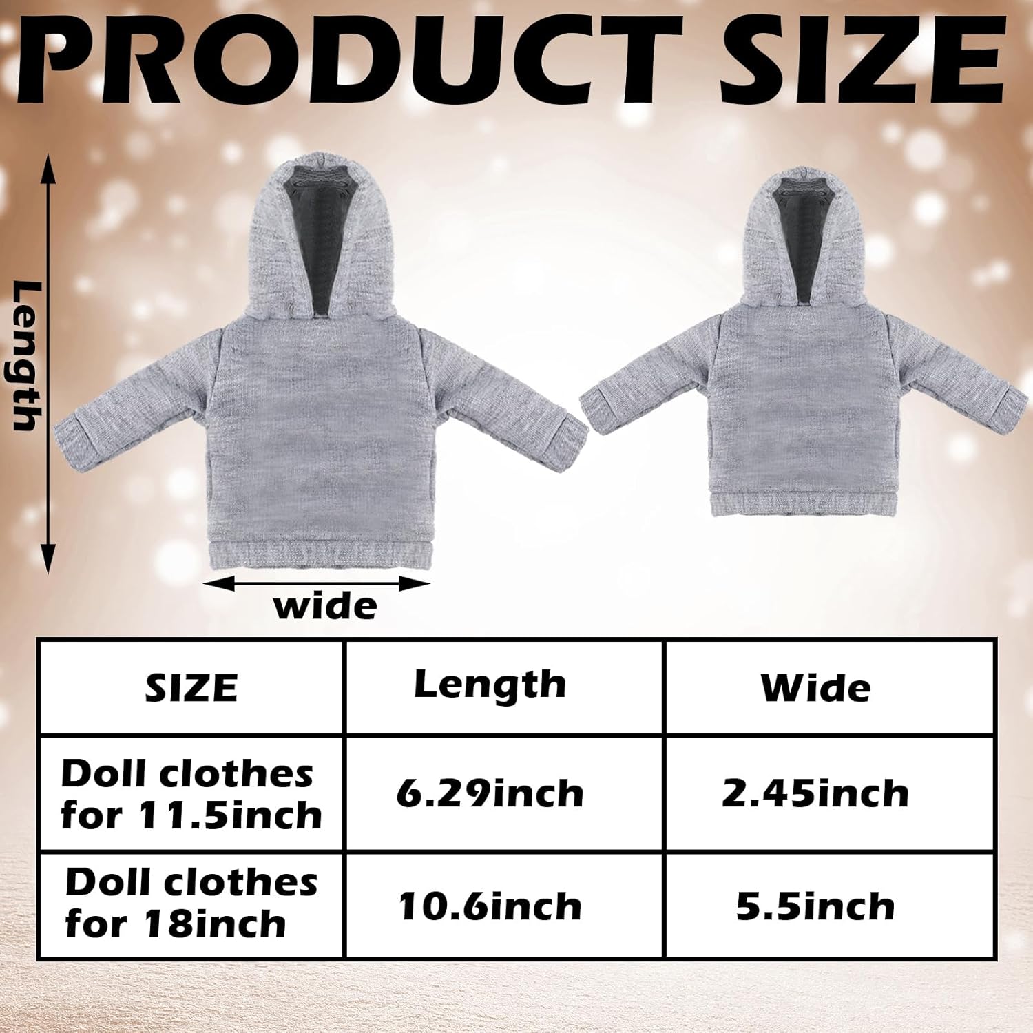 Bencailor 4 Pcs Doll Clothes Winter Sweater Hoodie Accessories Cute Hoodie Clothing Set(Black, Pink, White, Gray,18 Inch Doll)
