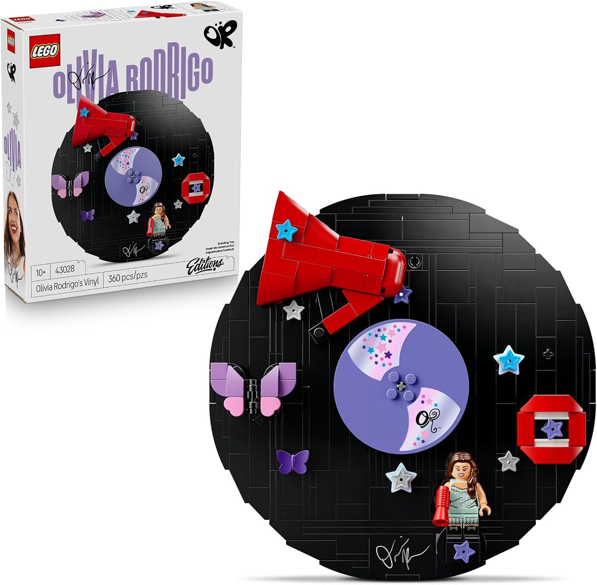 LEGO Editions Vinilo de Olivia Rodrigo 43028 | Juguete de construcción coleccionable para niñas y niños, mayores de 10 años, minifigura de Olivia Rodrigo, decoración de dormitorio, 360 piezas, regalo de cumpleaños