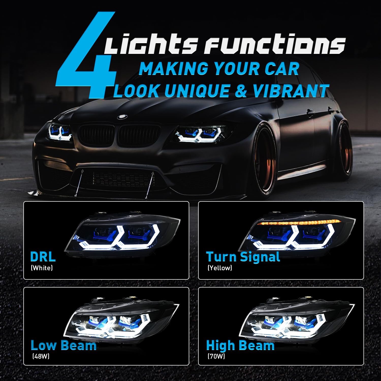 Headlights for BMW 2009-2012 E90 E91 3-Series 328i 335i 4dr Sedan Headlamp/Frontlights E90 E91 3-Series 2009/2010/2011/2012 Headlight(For 09-12 Xenon Ver)