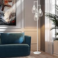 Vista 5 de Lámpara de pie regulable, 3 bombillas LED Edison de 800LM incluidas, lámpara de pie industrial de granja con elegante cabeza de jaula