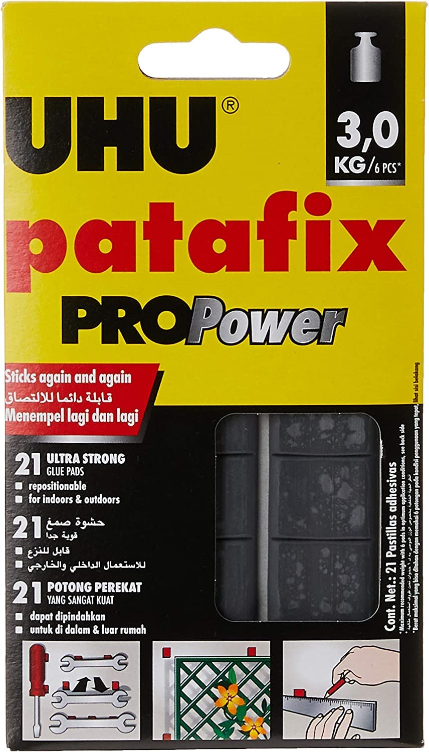 UHU TAC PROPOWER 2.1 oz 50 g 21 pads PACK of 12 Black