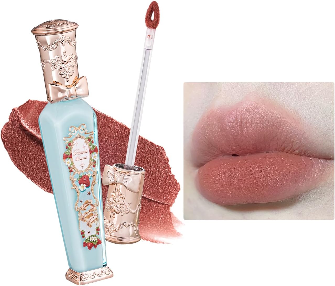 Strawberry Rococo Cloud Lip Cream,Long Lasting Warm Brown Nude Matte Lipstick,Hydrating Lip Stain,Transfer& Smudge Proof Velvet Liquid Lipstick for Girls&Women,0.12 Fl Oz(S03 Caffe Mocha)