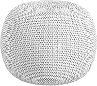 Vista 13 de Urban Lifestyle Puf de punto redondo - Algodón tejido a mano, azul claro