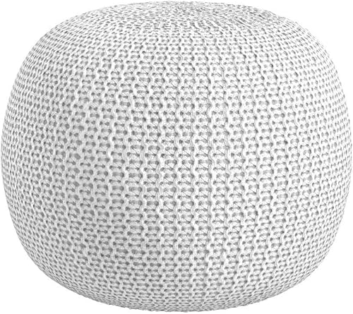 Urban Lifestyle Puf de punto redondo - Algodón tejido a mano, marfil Marfil,Rosa claro,Azul,Gris Oscuro,Índigo/ azul marino,Gris claro,Gris