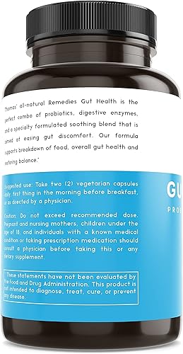 Miniatura 7 de Thomas' all-natural Remedies Salud intestinal con enzimas digestivas, probióticos, jengibre, papaya y cúrcuma para aliviar la digestión y la