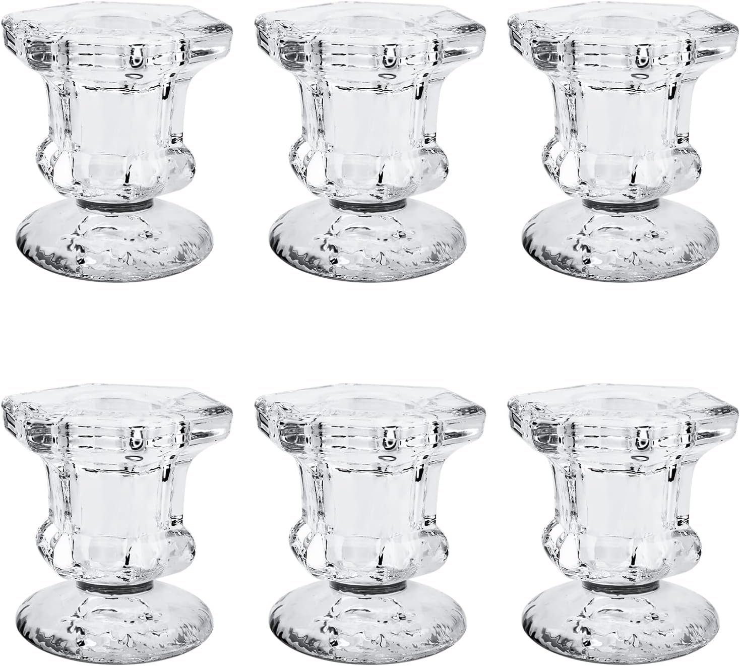 Glass Candle Holder 6 Packs Candle Holders for Pillar Candles