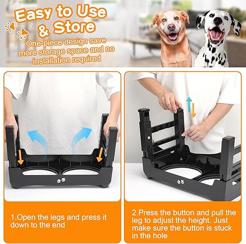 Miniatura 6 de COMESOON - Tazones elevados para perros, soporte elevado de 4 alturas ajustables con 2 tazones gruesos de acero inoxidable de 50 onzas,