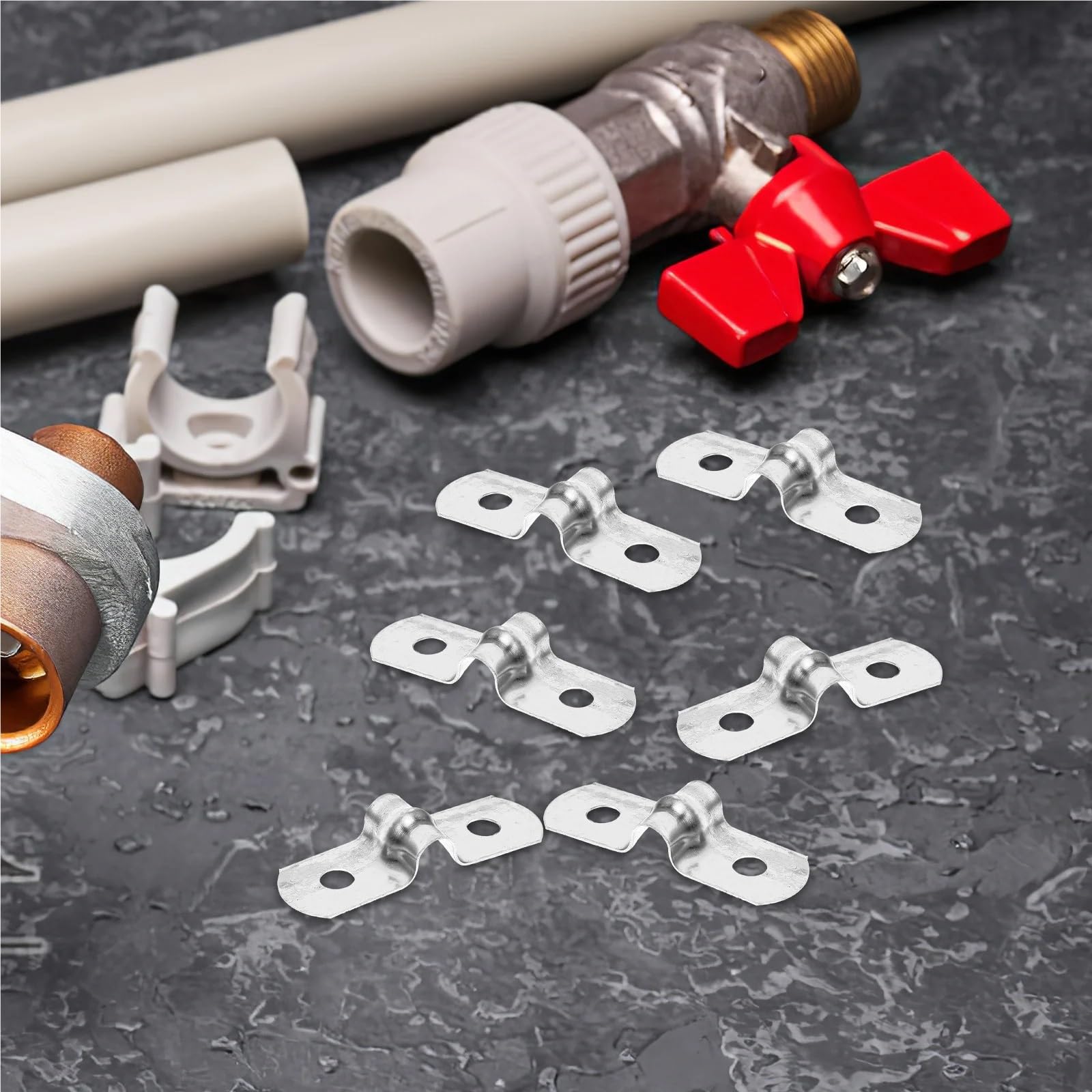 Abrazaderas for conductos de acero inoxidable 500 piezas Abrazadera de acero inoxidable Soporte en U Soporte de montaje de tubo 304 for uso industrial doméstico Abrazaderas de tubo Montaje con clip