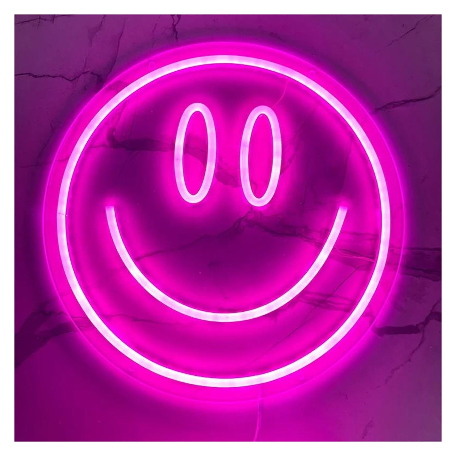 Lemst Pink Signs Lamp Smile Face Neon Signs Usb Powered Adjustable Brightness Round Face Neon Lights, Suitable For Party Decor Neon(,25X25cm)