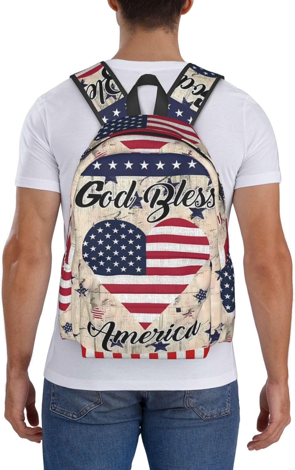 America American Flag God Bless Laptop Backpacks Double Shoulder Laptop Pack Bag Casual Back Pack Lightweight Daypack Bags With Side Pockets For Travel Hiking - Image 7