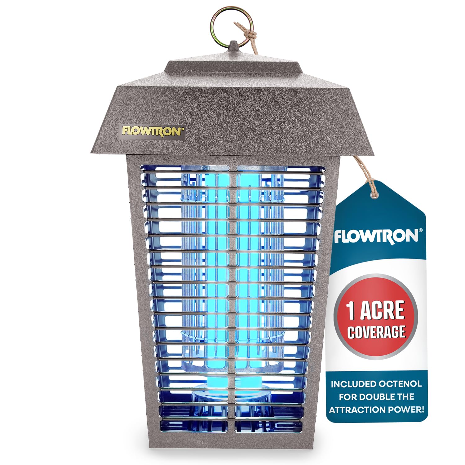 Flowtron Electric Bug Zapper, 1 Acre Outdoor, 40W UV, 5600V Zap, Grey