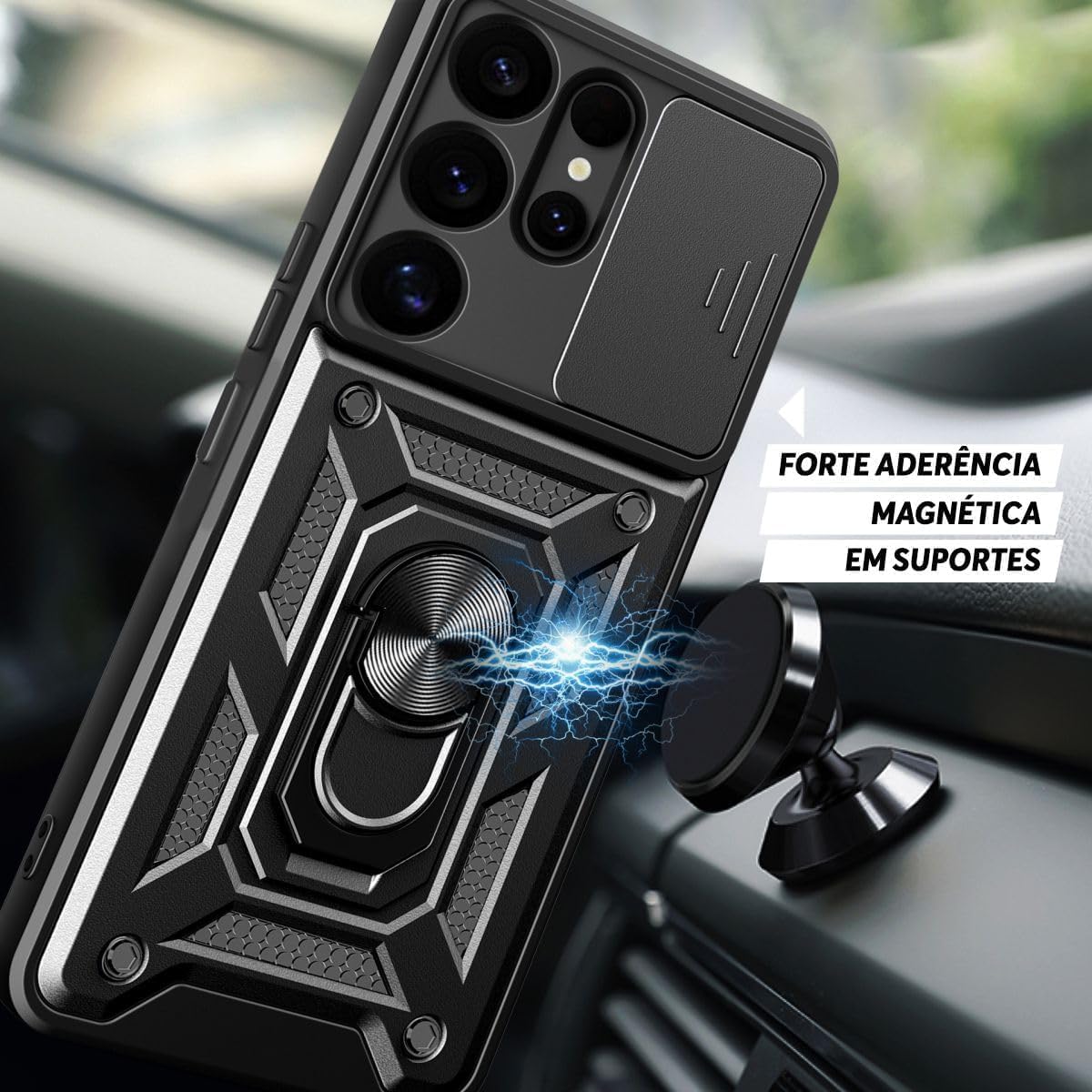 Capa Capinha Case Compatível com Samsung Galaxy S25 Ultra Protetora Resistente Durável Anti Impacto Queda Choque Armor Armadura Militar (PRETO)