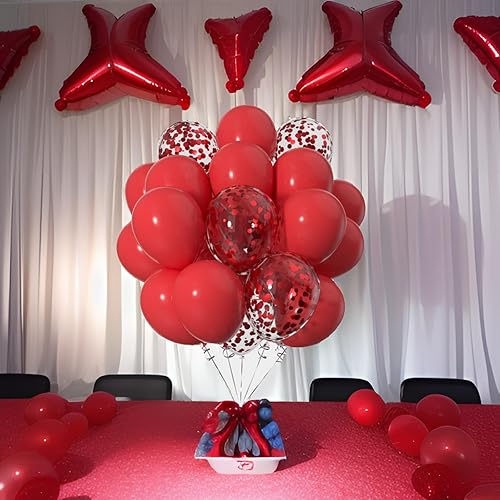 Miniatura 3 de Globos rojos, globos de látex de confeti de 12 pulgadas para decoraciones de fiestas, paquete de 50