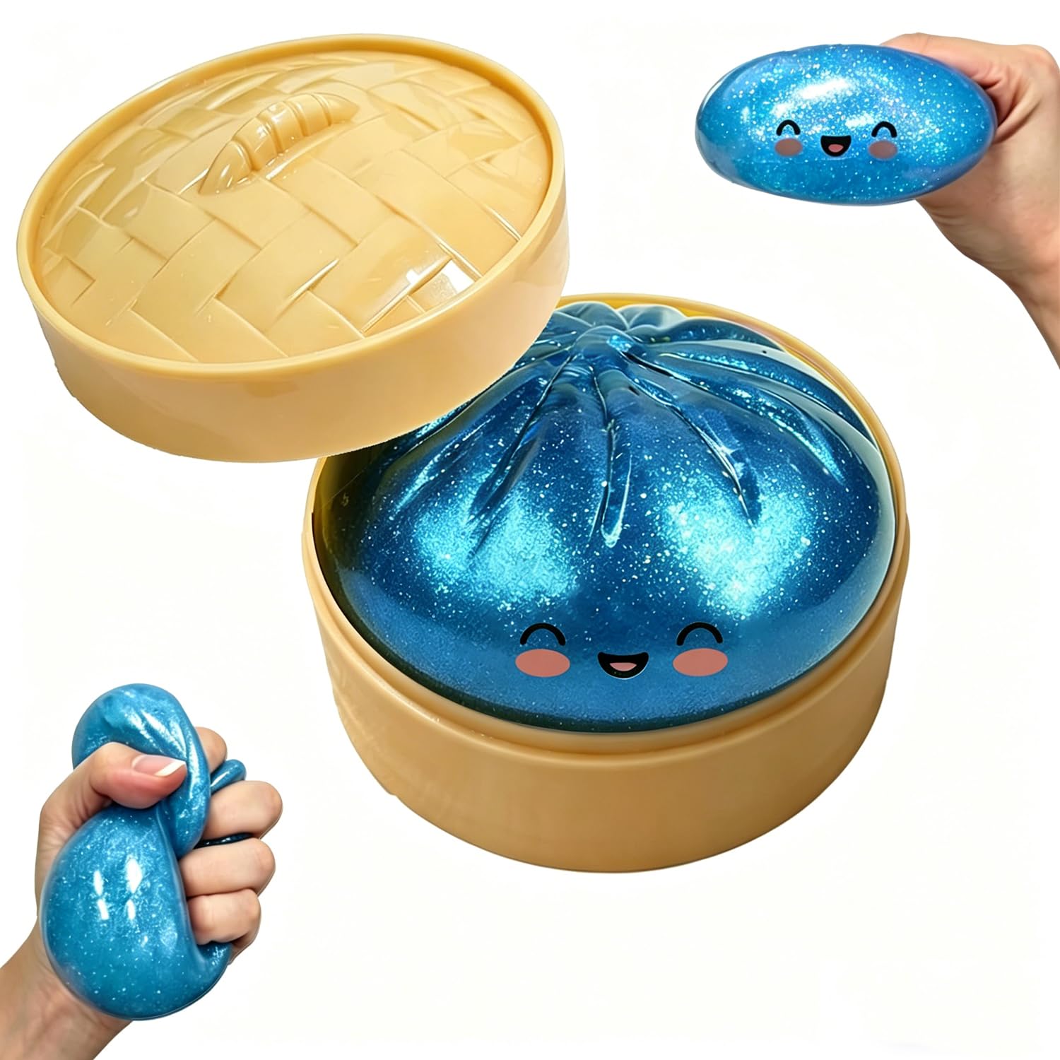 Pelota Antiestrés De Dumpling Brillante | Juguete Sensorial De Bollo Para Adultos Y Niños | Squishy De Goma Con Vaporera Incluida | Alivia El Estrés Y Mejora La Concentración