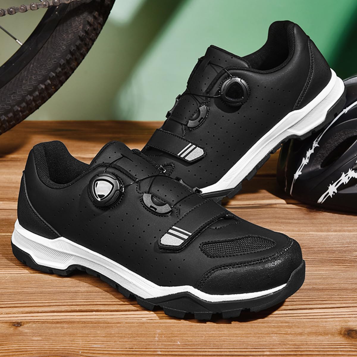 Zapatilla de Ciclismo MTB Hombre, Zapatos Bicicleta de Montaña Antideslizantes Compatibles con SPD Lock System Unisex Adulto Respirables