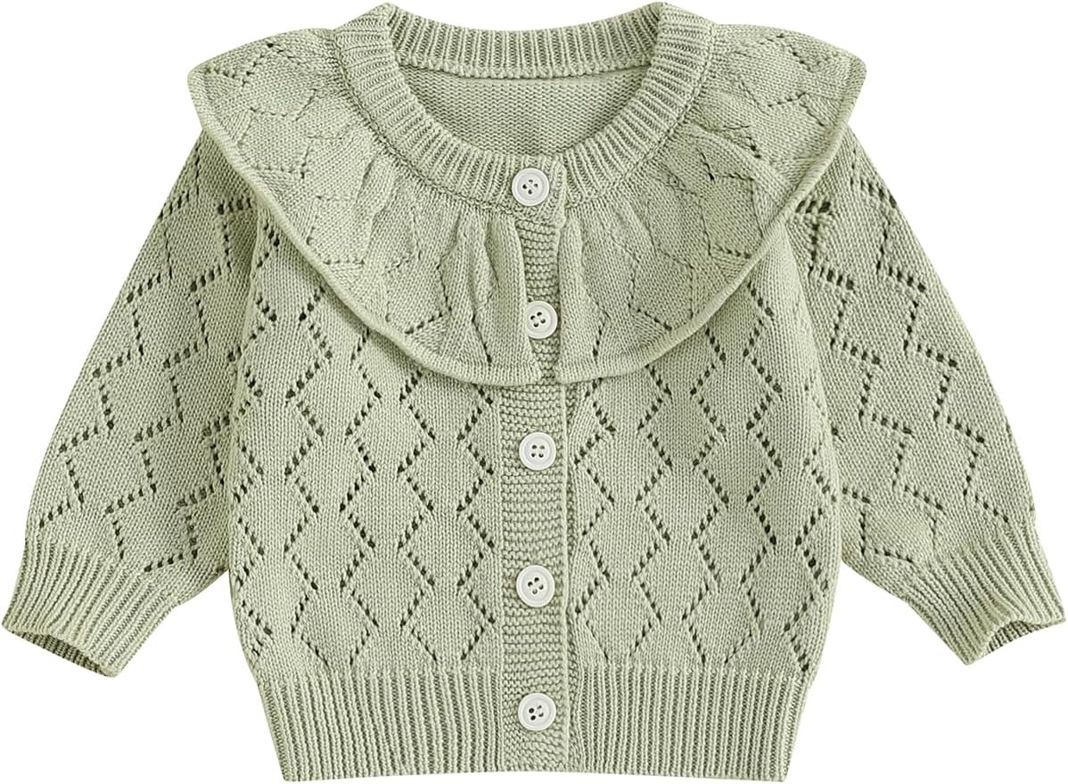 Toddler Baby Girl Lightweight Crewneck Cardigan Jacket Long Sleeve Open Front Sweater Casual Spring Fall Knitwear
