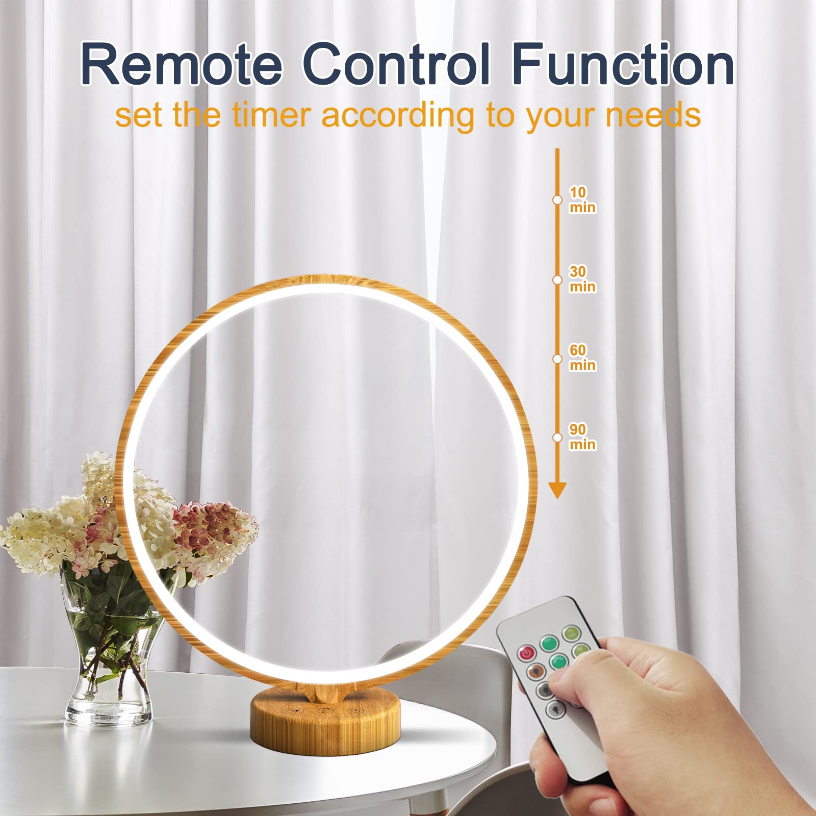 Doraubia Light Therapy Lamp-10000 Lux Sun Lamp Light Therapy, Happy Lamp with Dual Controls, Light Box Therapy with 4 Timer,Dimmable, 3 Color Temperatures, Artificial Sunlight Lamp for Home/Office