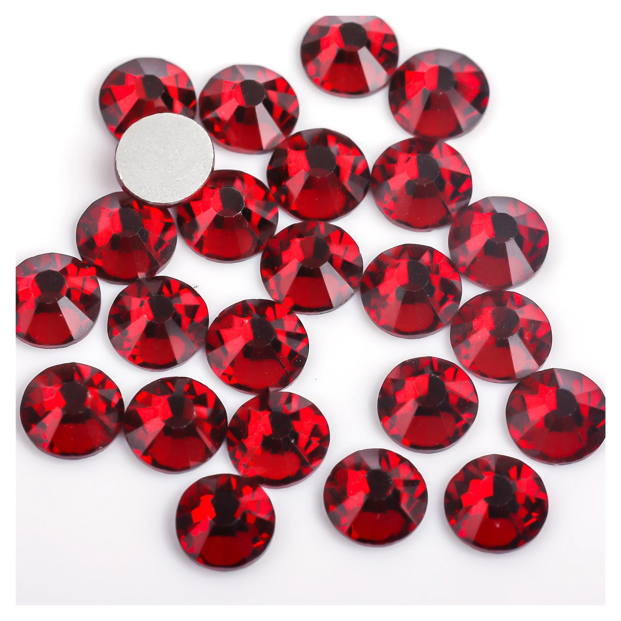 LIUCH Light Siam/Dark Siam Confezione grande con cristalli flatback Nail art Decorazioni con strass non termoadesive SS3-SS34 Colla(Mid Siam,Ss8-14400Pcs)
