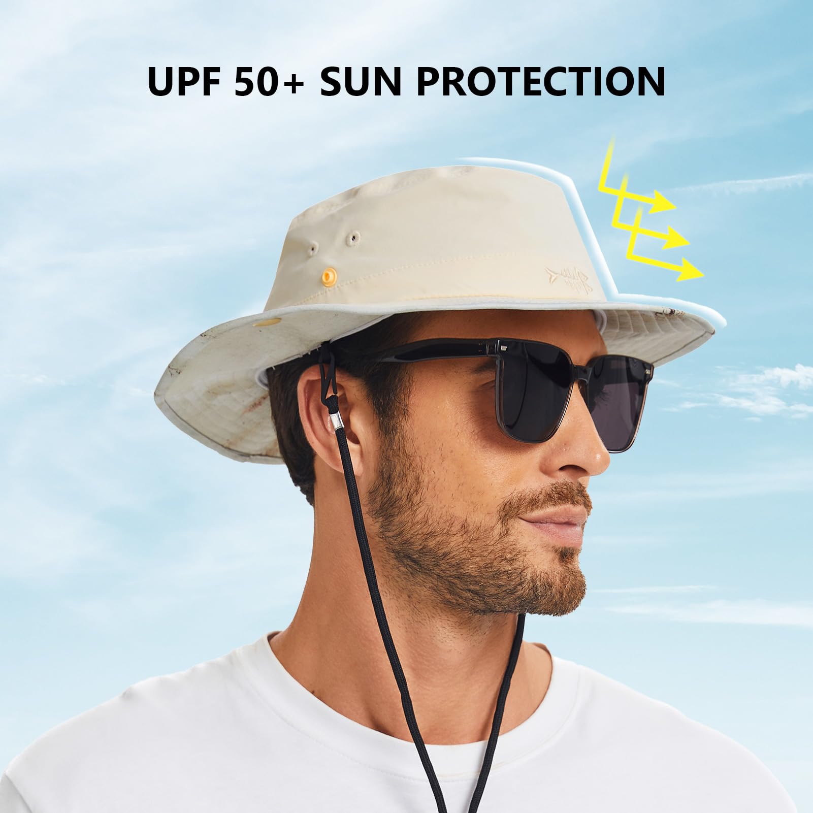 Bassdash Cappello Solare a Cesto con Protezione UV 50+ Leggero e Compattabile con Motivo Decorativo Ideale per Pesca Trekking, Safari Uomo e Donna Modello FH18