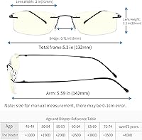 Vista 2 de Anteojos de lectura sin montura de titanio, bloqueo de luz azul, ultraligeros sin marco, bisagra de resorte con funda para hombres, 1 par plomizo