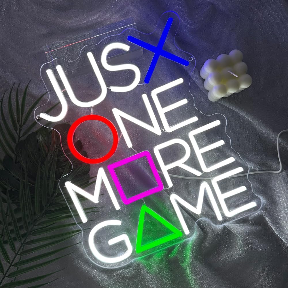 Gamer Neon Sign for Wall Decor,Gaming LED Light Sign,Just One More Game Backdrop for Boys Bedroom Video Game Room Club Party Man Cave,Best Gift for Teens Boys Men USB Powered(14.2"*12.3") - Image 3