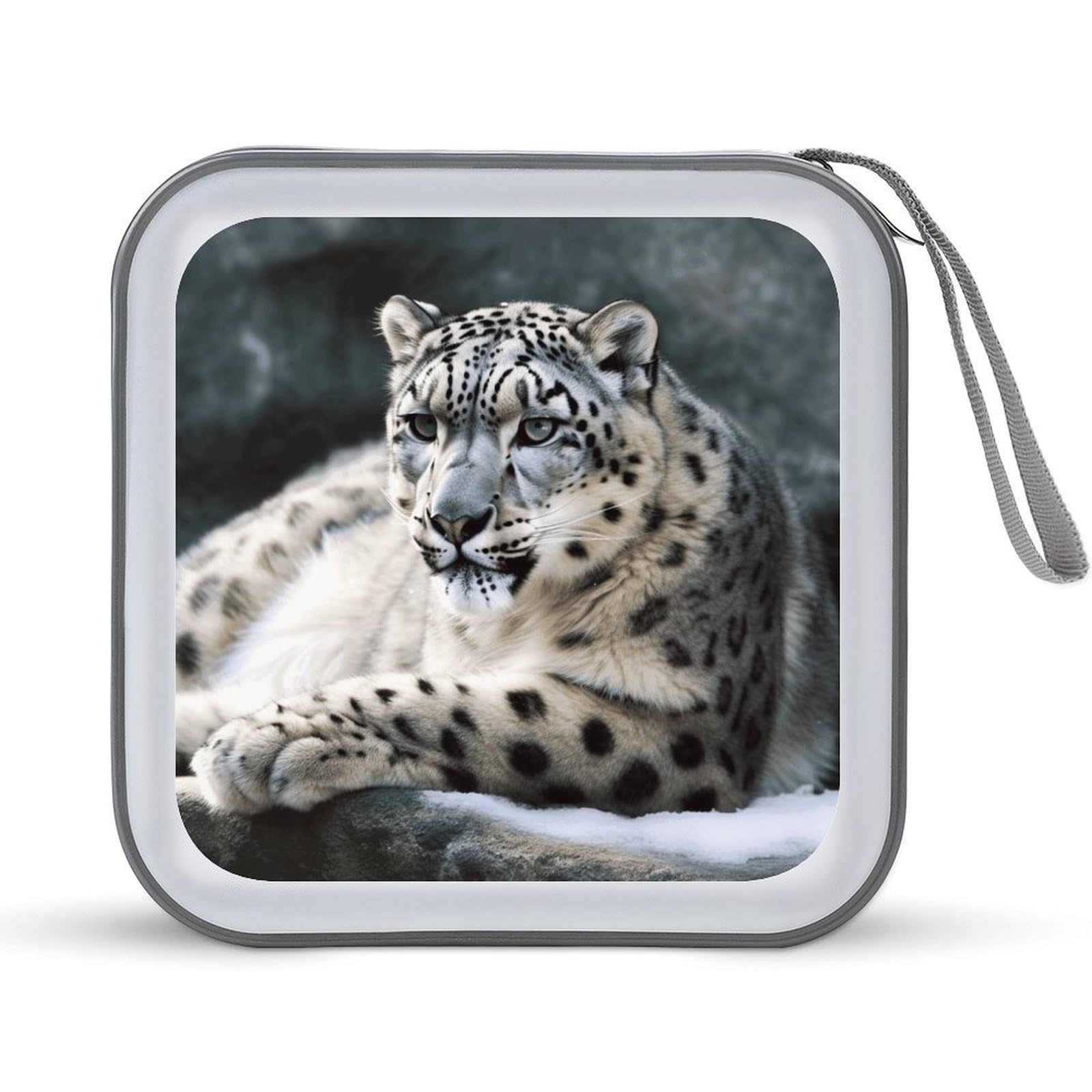 JTREHY Snow Leopard CD Case 40 Capacity CD/DVD Case Holder Disc Storage Organizer Wallet Bag Portable Zipper CD Case Holder for Car Home Office Travel