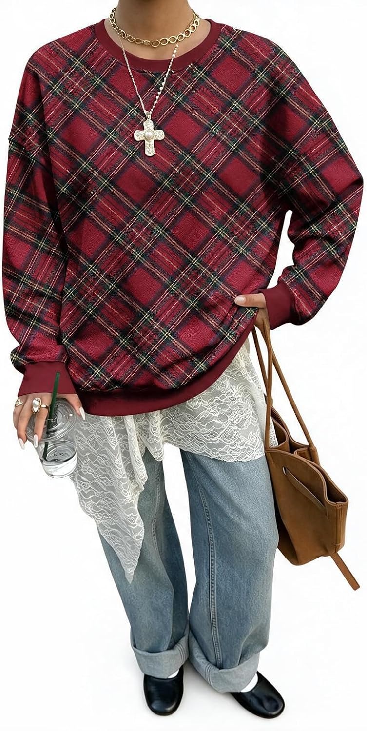 Womens Oversized Striped Sweatshirt Casual Long Sleeve Crewneck Loose Fashion Clothes for Women