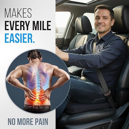 Miniatura 2 de Elmara Cojines de asiento de automóvil diseñados por médicos para conducir, soporte de respaldo de asiento de automóvil, cojín de asiento del