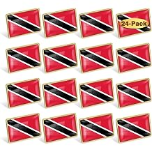 12/24/50/100Pcs Trinidad and Tobago Flag Lapel Pins Bulk - Metal Tobago Brooch Badge Souvenir for Men Women Clothes Bags Hats