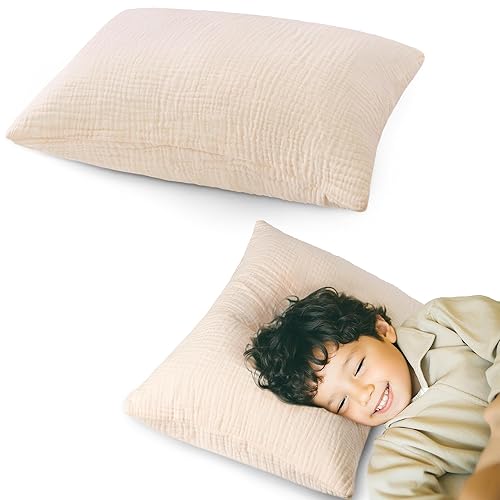 Miniatura 1 de Pro Goleem Almohada para niños pequeños con funda de almohada de muselina de algodón, 13 x 18 pulgadas, almohadas suaves para niños, almohada para